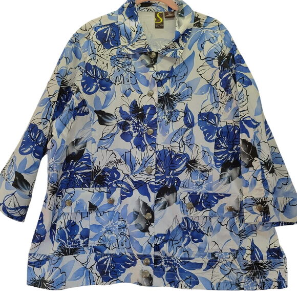 Sportelle Womens Light Wait Jacket Multi-Color Size 2X Cotton Blend Button Up - Picture 1 of 14